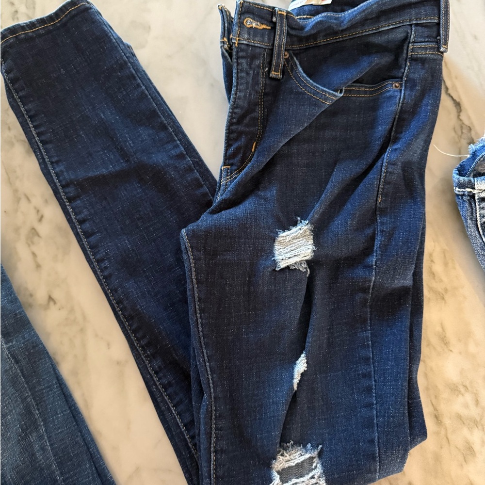 Levi's Dark Blue Distressed Skinny Jeans